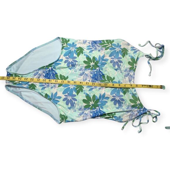 Xirena Orion Blue Sail Tropical Floral One Piece Shoulder Tie Swimsuit Medium - Picture 12 of 14